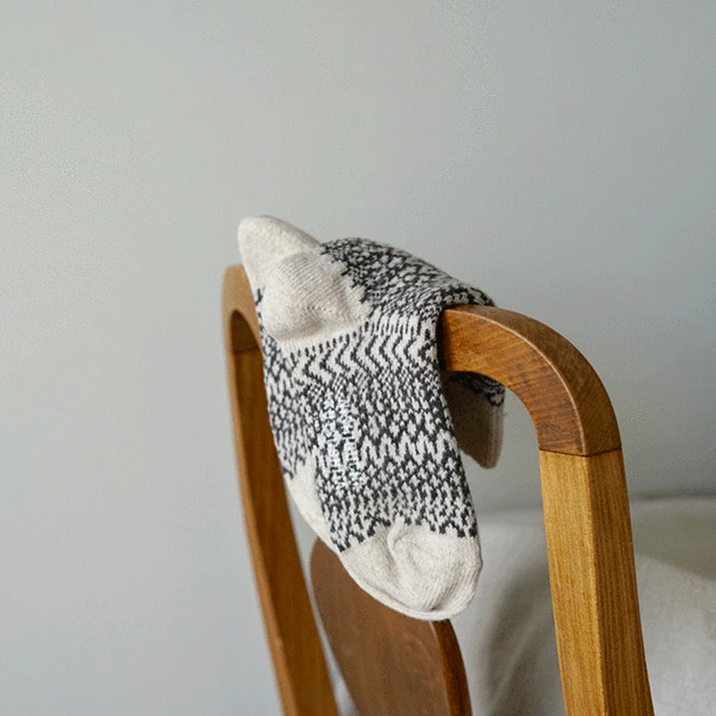 Wool Jacquard Oatmeal Socks | NISHIGUCHI KUTSUSHITA